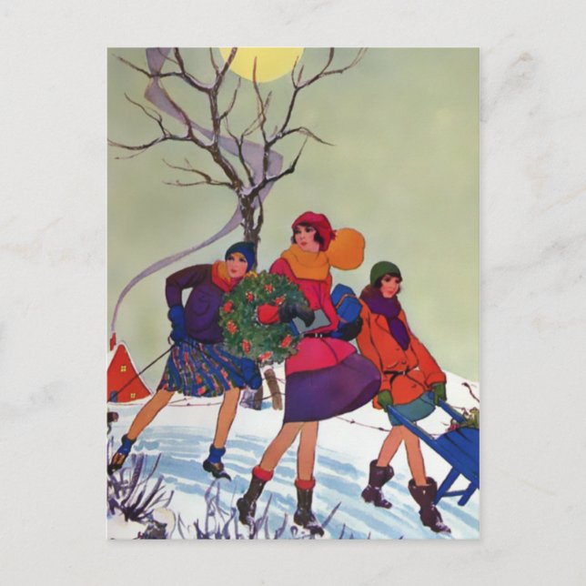 Postal Festiva Brookmont Park, Ilustracion de Navidades de los añ (Anverso)