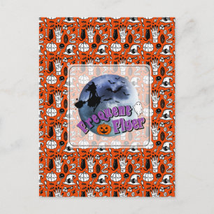 Postal Festiva Broomstick de travesía frecuente de Halloween para
