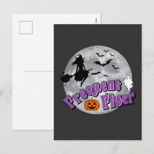 Postal Festiva Broomstick de travesía frecuente de Halloween para