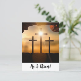 Postal Festiva Brown Crosses He Is Risen Christian Happy Easter