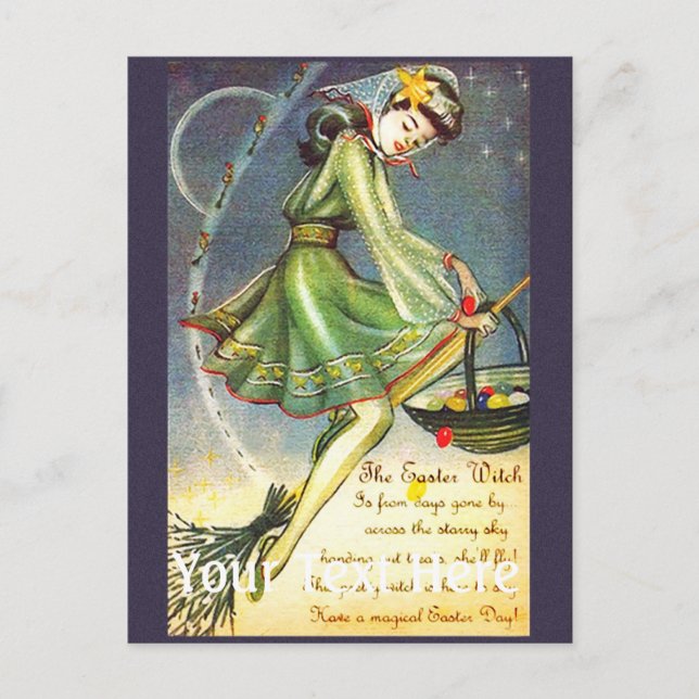 Postal Festiva Bruja de Pascua Caída (Anverso)