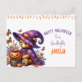 Postal Festiva Bruja Osita Nieta Halloween Cute