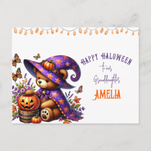 Postal Festiva Bruja Osita Nieta Halloween Cute