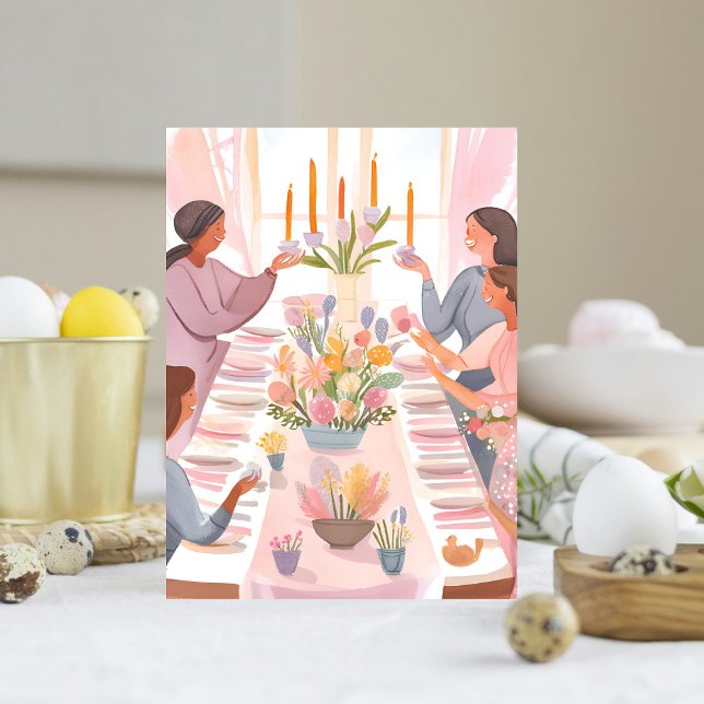 Postal Festiva Brunch de Pascua | Comida Familiar de Acuarela Hec (Subido por el creador)