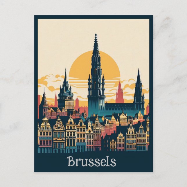 Postal Festiva Bruselas, pintura estilista belga (Anverso)