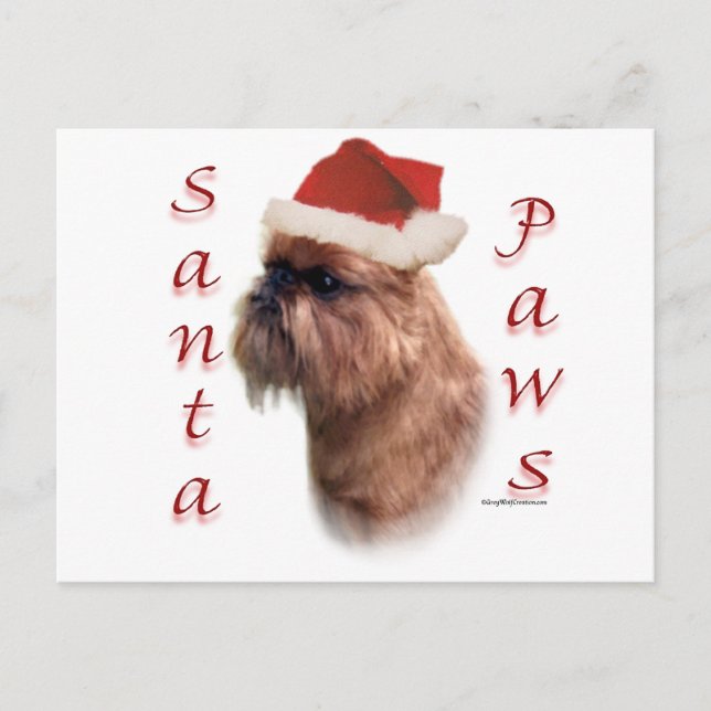 Postal Festiva Brussels Griffon Santa Paws (Anverso)