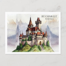 Postal Festiva Bucarest Rumanía | Arte acuático de la ciudad anti