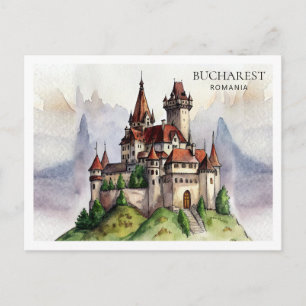 Postal Festiva Bucarest Rumania   Arte en Acuarela del Casco Anti