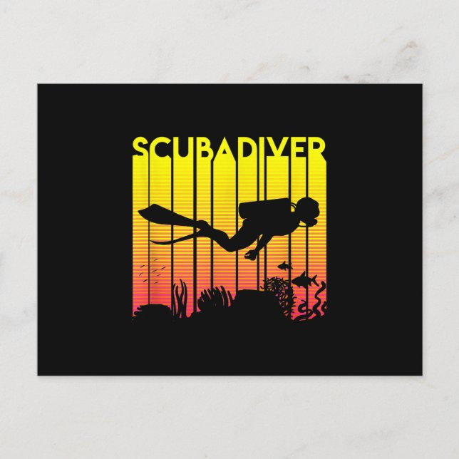 Postal Festiva Buceo Scuba Silhouette Buceo Bañado (Anverso)
