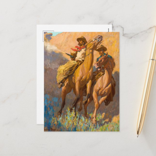 Postal Festiva Buck Peters, Ranchman por Maynard Dixon (Anverso/Reverso In Situ)