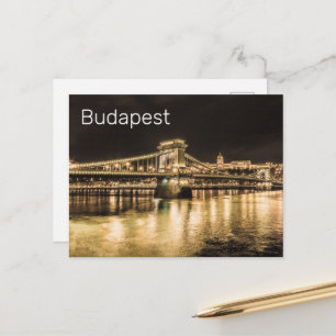 Postal Festiva Budapest con el Puente de las Cadenas Panorama Vin