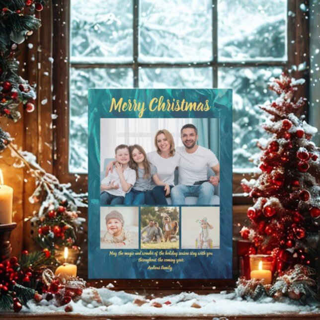 Postal Festiva Budget Elegant Gold Coral Christmas 4 Photo  (Subido por el creador)