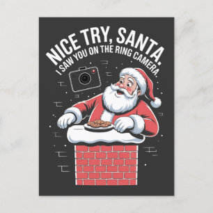 Postal Festiva Buen intento Santa I te vio en Navidades de cámara