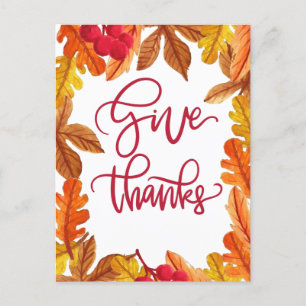 Postal Festiva Buen regalo de agradecimiento con hojas de otoño