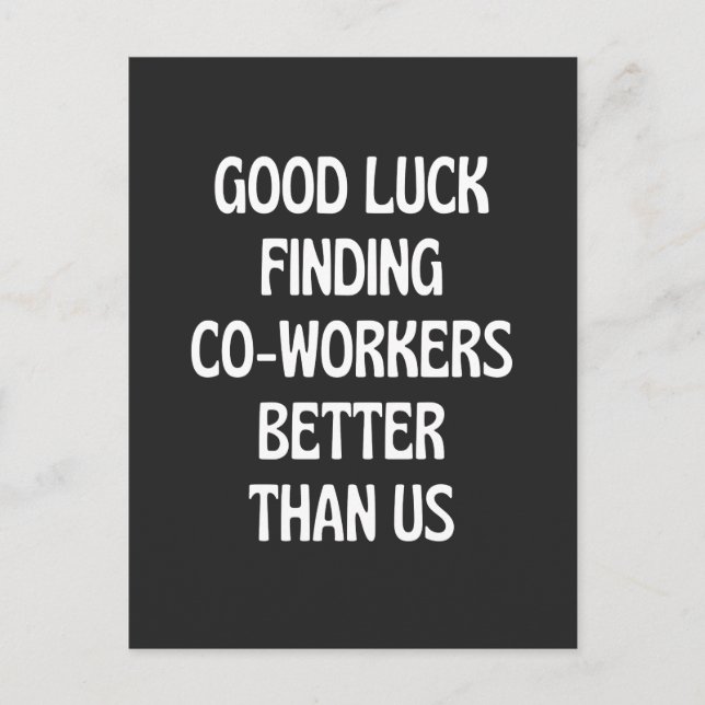 Postal Festiva Buena suerte encontrando compañeros de trabajo mej (Anverso)