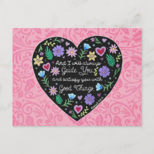 Postal Festiva Buenas Cosas Corazón Floral Personalizado