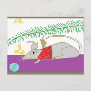 Postal Festiva Buenas fiestas ratón en casa