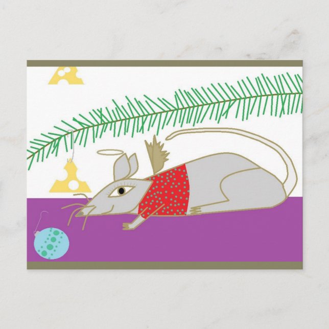 Postal Festiva Buenas fiestas ratón en casa (Anverso)