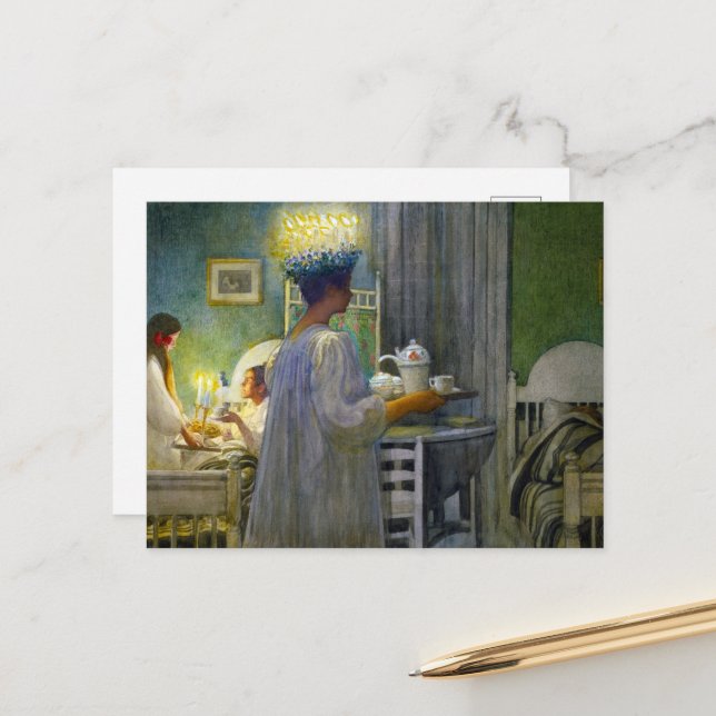 Postal Festiva Buenos días navidades, la fiesta de Santa Lucy (Anverso/Reverso In Situ)