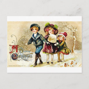 Postal Festiva Buenos Navidades viejos