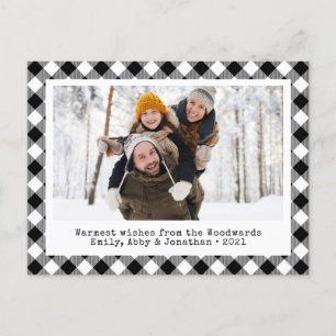 Postal Festiva Búfalo ruso Personalizado de plástico foto blanco