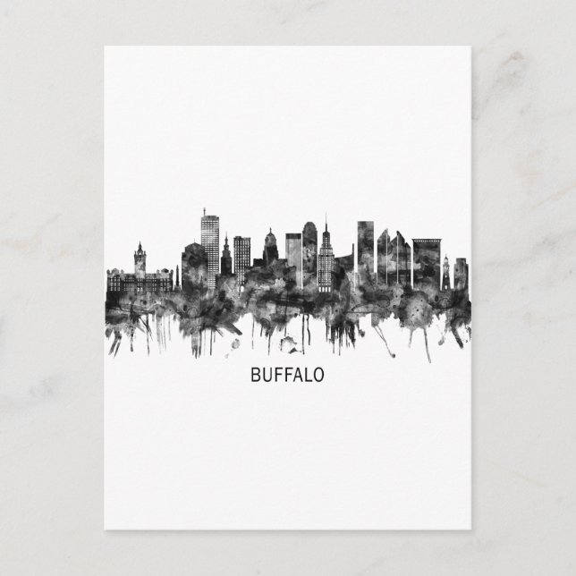 Postal Festiva Buffalo New York Skyline BW (Anverso)