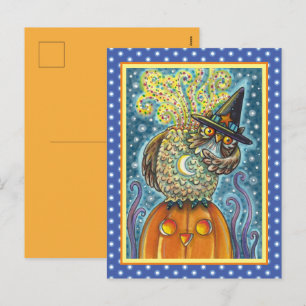 POSTAL FESTIVA BÚHO DEL JINETE SIN CABEZA DIVERTIDO, PÁJARO DE SL