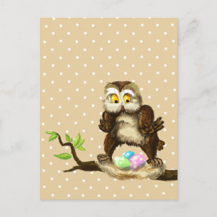 Postal Festiva Búho feliz de Pascua