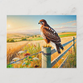 Postal Festiva Bulevar común sobre la valla sobre la pradera