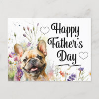 Bulldog francés con flores para el Día del Padre