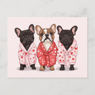 Postal Festiva Bulldog francés de San Valentín