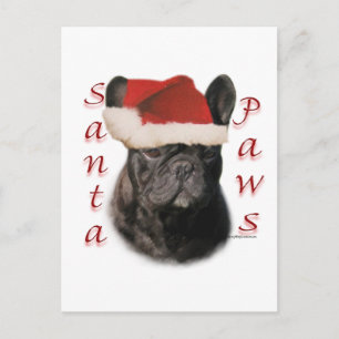 Postal Festiva Bulldog francés (negro) Santa Paws