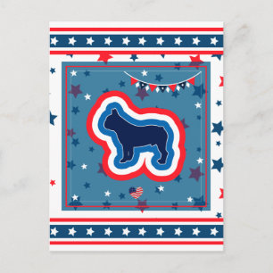 Postal Festiva Bulldog Francés Patriótico Rojo Blanco Azul 4 de J