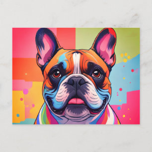 Postal Festiva Bulldog Francés Popart
