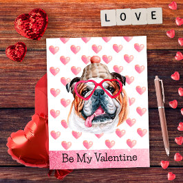 Postal Festiva Bulldog Inglés Sé Mi Perro de San Valentín