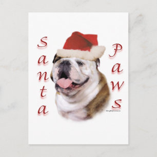 Postal Festiva Bulldog Santa Paws