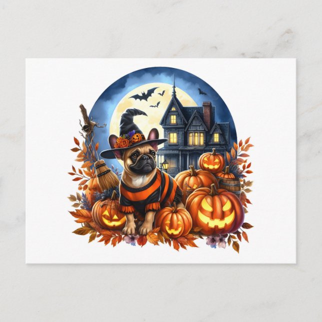 Postal Festiva Bulldoges de Halloween (Anverso)