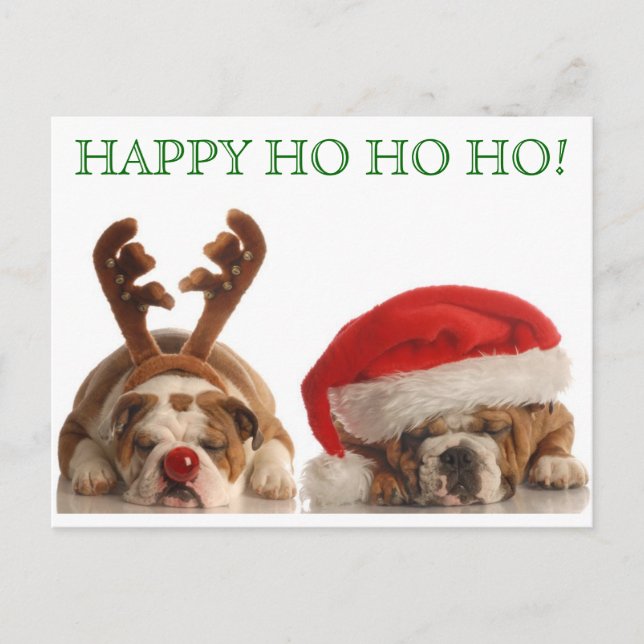 Postal Festiva Bulldoges de navidades Postcard 2 (Anverso)