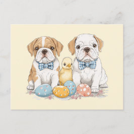 Postal Festiva Bulldoges en inglés de Pascua