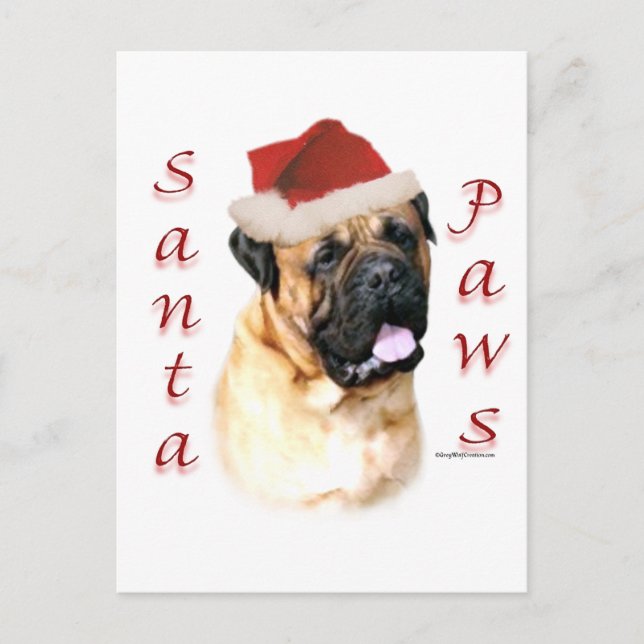 Postal Festiva Bullmastiff Santa Paws (Anverso)