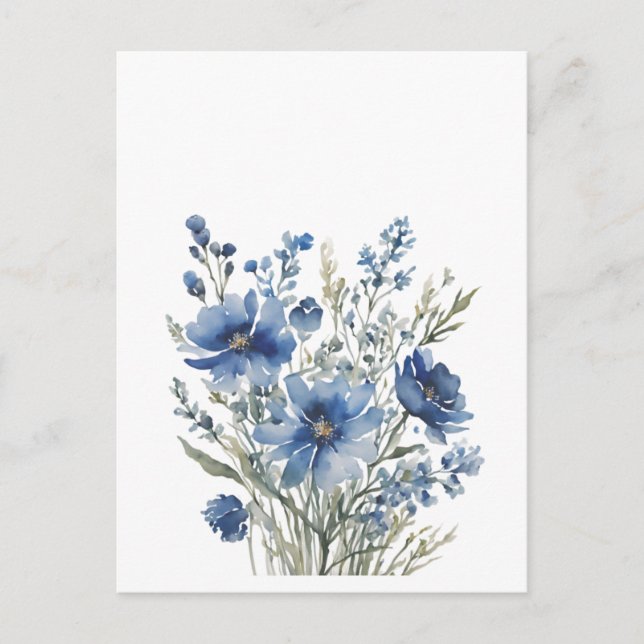 Postal Festiva Bunch of Flowers Elegant Watercolor (Anverso)