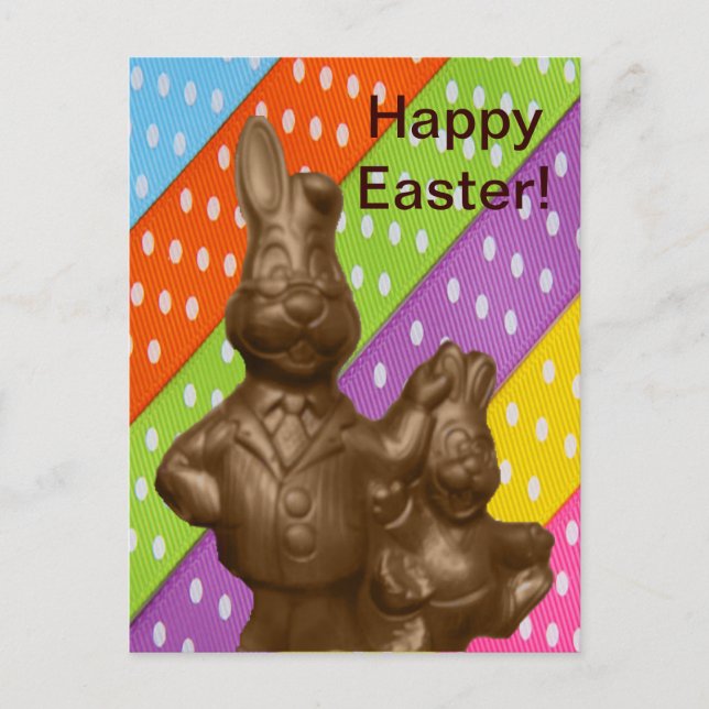 Postal Festiva Bunnies de Pascua de Chocolate (Anverso)