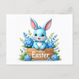 Postal Festiva Bunny azul