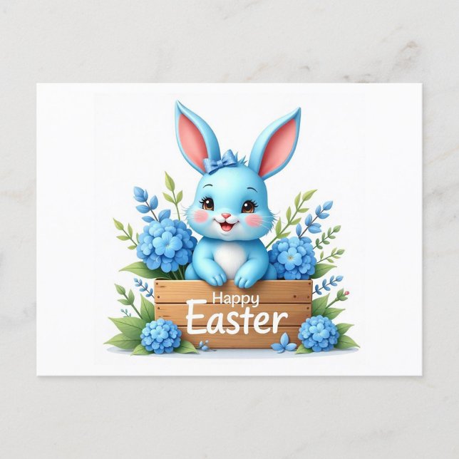 Postal Festiva Bunny azul (Happy Easter Postcard!)
