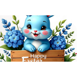 Postal Festiva Bunny azul