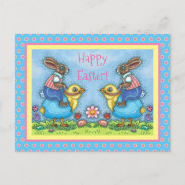 POSTAL FESTIVA BUNNY ORIENTAL CORTE DE POLLO EN HUEVO AZUL, SILEN