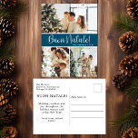 Postal Festiva Buon Natale 3 Foto<br><div class="desc">Esta fabulosa tarjeta postal de 3 fotos de vacaciones con "Buon Natale!" en un alfabeto moderno y su nombre familiar y año con una tipografía fresca y tradicional de gorras, ambas en blanco sobre verde azulado, es perfecta para enviarlas a su familia y amigos. ¡A todos les encantará conseguir nuevas...</div>