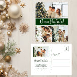 Postal Festiva Buon Natale 4 Foto<br><div class="desc">Esta fabulosa postal de 4 festividades fotográficas con "Buon Natale!" en un alfabeto moderno y su nombre familiar y año con un tipográfico tipográfico tradicional y nítido tipo de letra, ambos en blanco sobre verde oscuro, es perfecta para enviarlo a su familia y amigos. ¡A todos les encantará conseguir nuevas...</div>