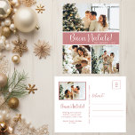 Postal Festiva Buon Natale 4 Foto<br><div class="desc">Esta fabulosa postal de 4 festividades fotográficas con "Buon Natale!" en un alfabeto moderno y su nombre familiar y año con un tipográfico tipográfico tradicional y nítido tipo de letra, ambos en blanco sobre rosa rubor, es perfecta para enviarlo a su familia y amigos. ¡A todos les encantará conseguir nuevas...</div>