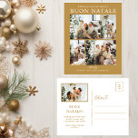 Postal Festiva Buon Natale 5 Foto<br><div class="desc">Esta fabulosa postal de 5 festividades fotográficas con "Buon Natale!" en una letra moderna y su nombre familiar y año en una fuente tradicional y nítida, tanto en blanco sobre oro, es perfecta para enviarle a su familia y amigos. ¡A todos les encantará conseguir nuevas fotos de su familia! El...</div>
